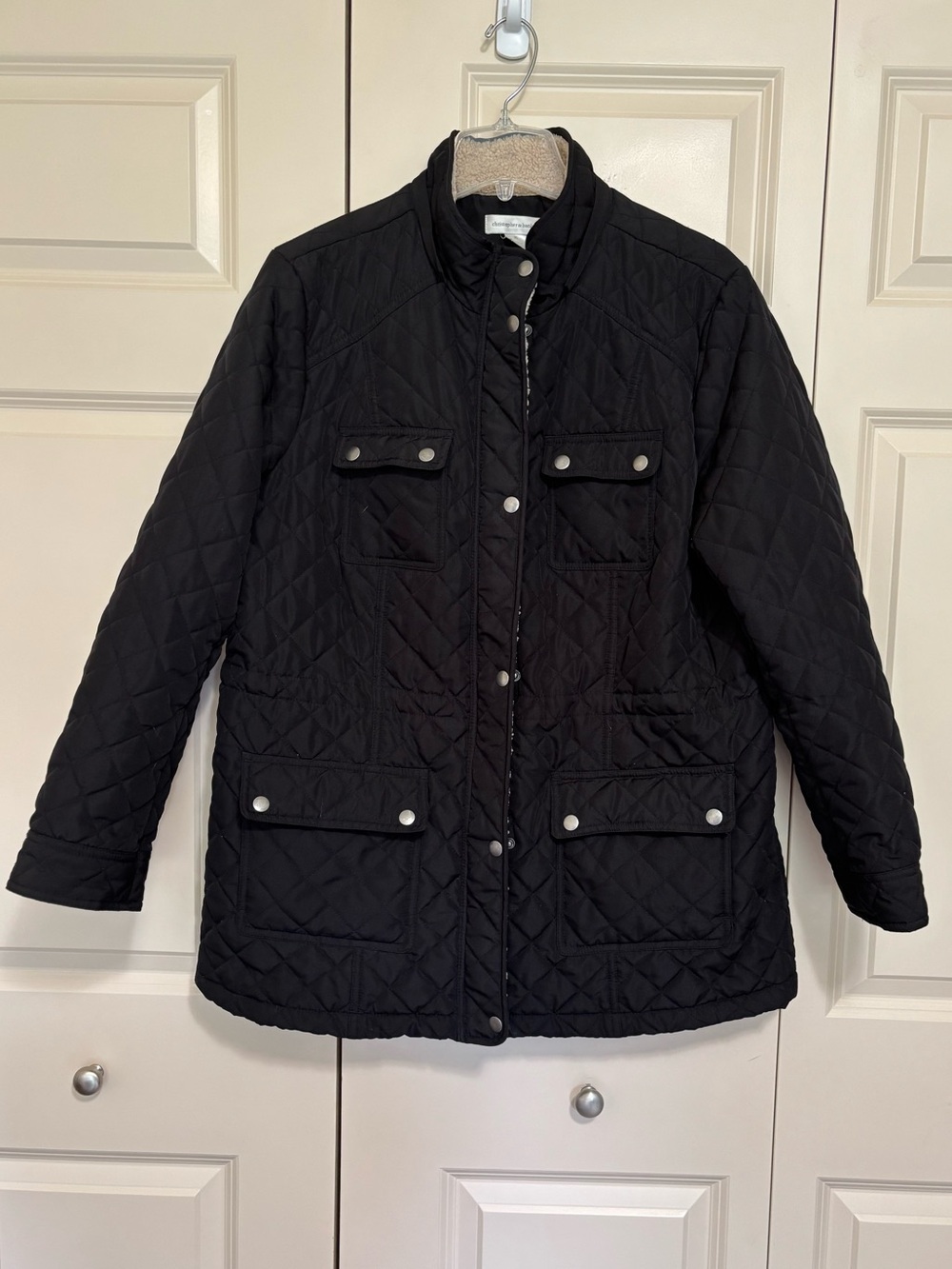Christopher & Banks Black Quilted Snap-Front Puffer Coat